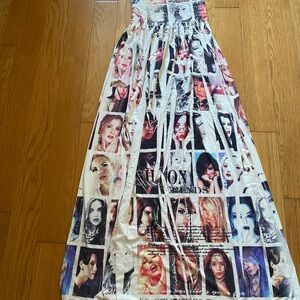 Women’s White Multi-Photo Print Maxi Skirt